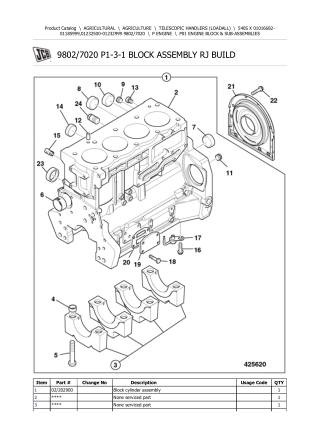 JCB 540S X Telescopic Handlers (Loadall) Parts Catalogue Manual Instant Download (SN 01016682-01185999, 01232500-0123299
