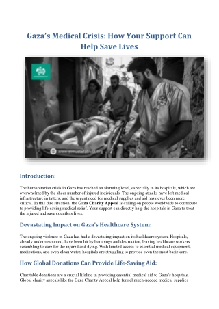 Gaza’s Medical Crisis How Your Support Can Help Save Lives