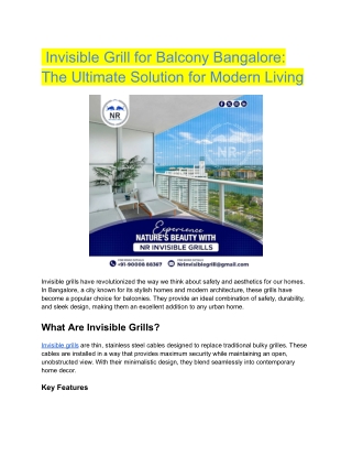 Invisible Grill for Balcony Bangalore_ The Ultimate Solution for Modern Living