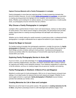 Capture Precious Moments with a Family Photographer in Lexington