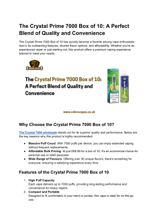 The Crystal Prime 7000 Box of 10_ A Perfect Blend of Quality and Convenience