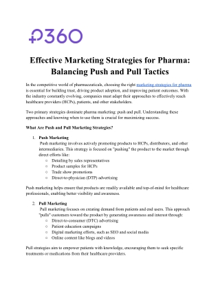 Effective Marketing Strategies for Pharma: Balancing Push and Pull Tactics