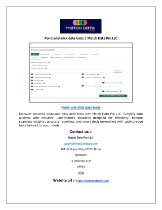Point-and-click data tools | Match Data Pro LLC
