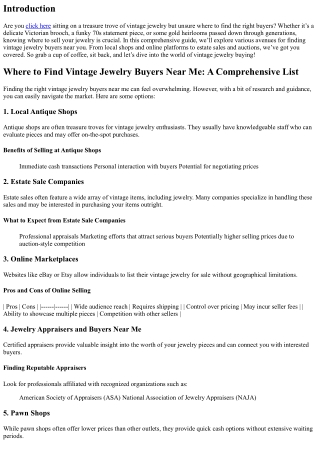 Where to Find Vintage Jewelry Buyers Near Me: A Comprehensive List