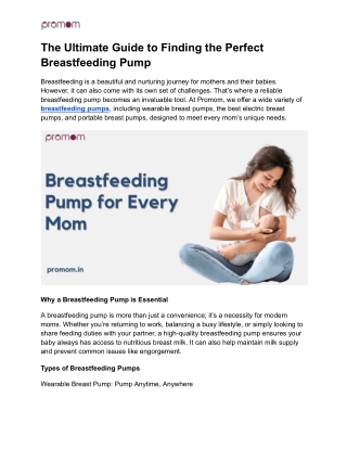 The Ultimate Guide to Finding the Perfect Breastfeeding Pump