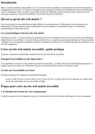 Créer un site web mairie accessible : guide pratique