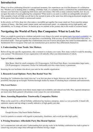 Navigating the World of Party Bus Companies: What to Look For