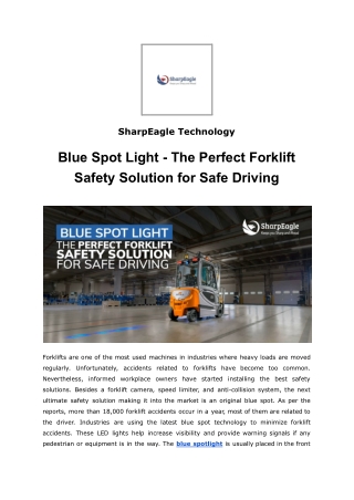 Blue Spot Light - The Perfect Forklift Safety Solution for Safe Driving