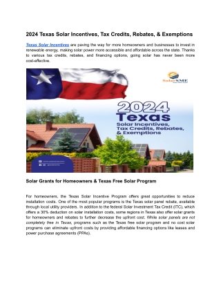 2024 Texas Solar Incentives, Tax Credits, Rebates, & Exemptions