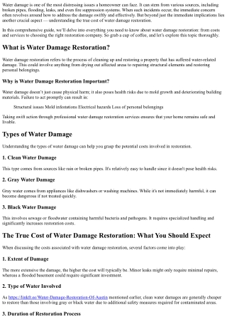 The True Cost of Water Damage Restoration: What You Should Expect