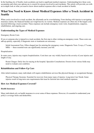 What You Need to Know About Medical Expenses After a Truck Accident in Seattle