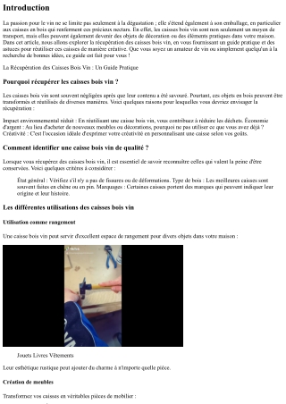 La Récupération des Caisses Bois Vin : Un Guide Pratique
