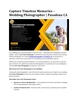 Capture Timeless Memories – Wedding Photographer | Pasadena CA