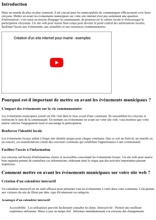 Mettre en avant les événements municipaux sur votre site internet