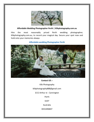Affordable Wedding Photographer Perth  Klikphotography.com.au