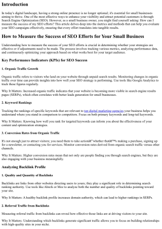 How to Measure the Success of SEO Efforts for Your Small Business