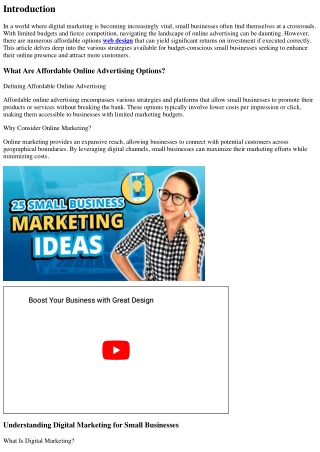 Exploring Affordable Online Advertising Options for Budget-Conscious Small Busin