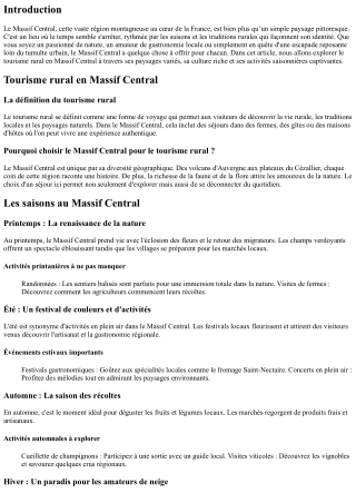 Massif Central : Voyage au rythme des saisons rurales