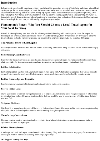 Flemington’s Finest: Why You Should Choose a Local Travel Agent for Your Next Ge