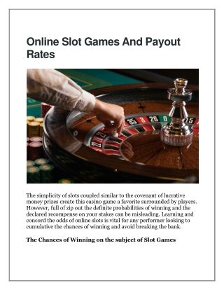 Online Slot Games And Payout Rates