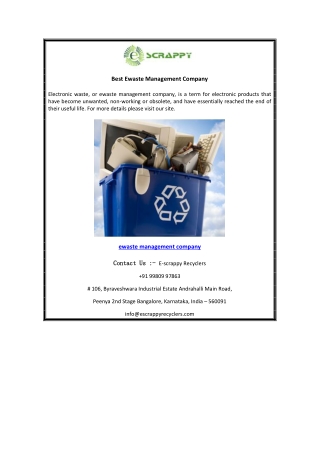 Best Ewaste Management Company