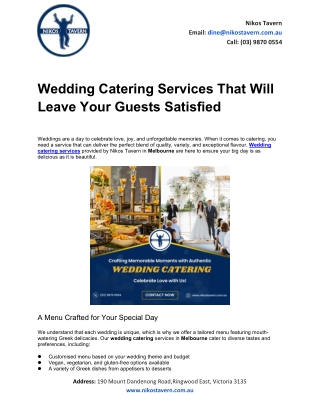 Wedding Catering Services That Will Leave Your Guests Satisfied