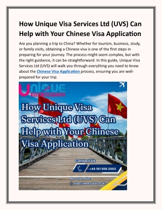 How Unique Visa Services Ltd (UVS) Can Help with Your Chinese Visa Application