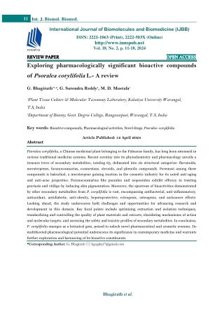 Exploring pharmacologically significant bioactive compounds of Psoralea corylifo