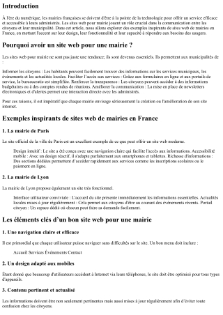Exemples inspirants de sites web de mairies en France