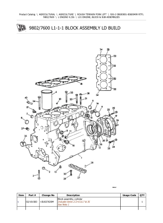 JCB 926-2 Forklift Parts Catalogue Manual Instant Download (SN 00600001-00600499)