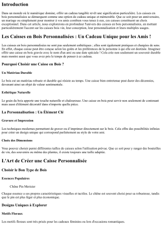 Les Caisses en Bois Personnalisées : Un Cadeau Unique pour les Amis !