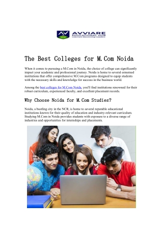 The Best Colleges for M.Com Noida - Avviare Educational Hub