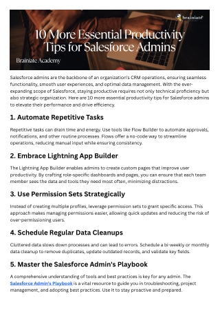 10 More Essential Productivity Tips for Salesforce Admins