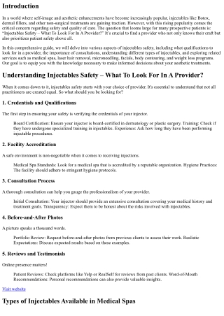 “Injectables Safety – What To Look For In A Provider?”