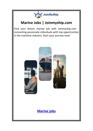 Marine Jobs  Joinmyship.com