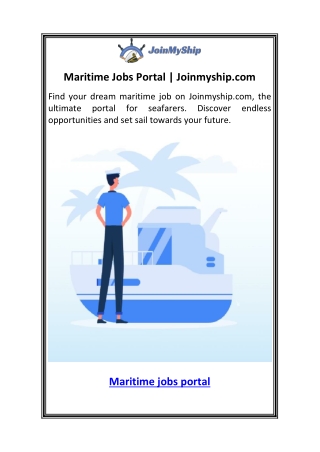 Maritime Jobs Portal  Joinmyship.com