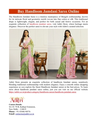 Buy Handloom Jamdani Saree Online