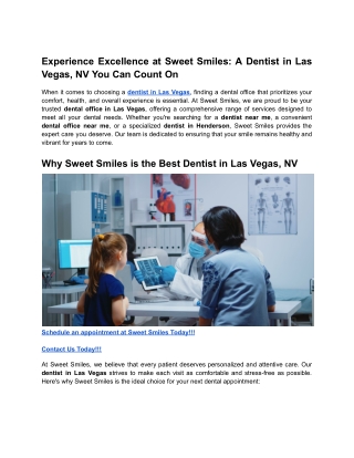 Experience Excellence at Sweet Smiles_ A Dentist in Las Vegas, NV You Can Count On