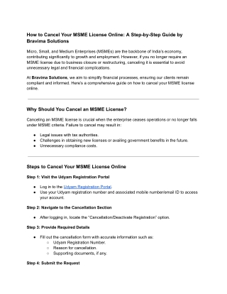 How to Cancel Your MSME License Online_ A Step-by-Step Guide by Bravima Solutions