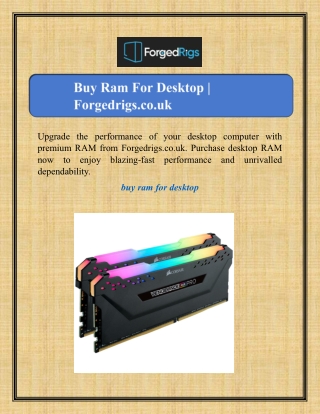 Buy Ram For Desktop | Forgedrigs.co.uk