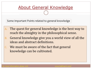 All you wanted to know about general knowledge preparation.