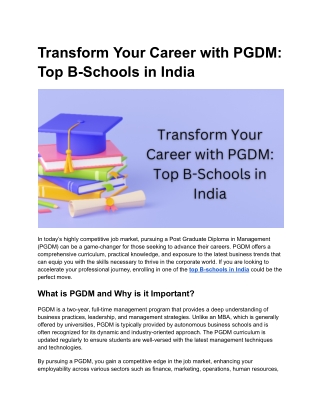 Transform Your Career with PGDM_ Top B-Schools in India