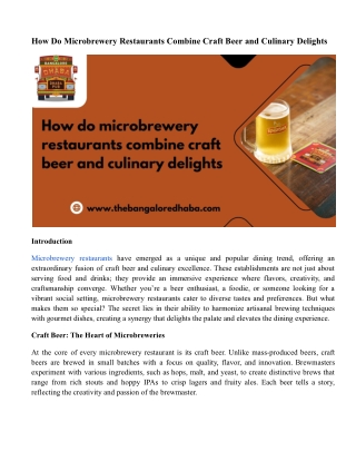 How Do Microbrewery Restaurants Combine Craft Beer and Culinary Delights