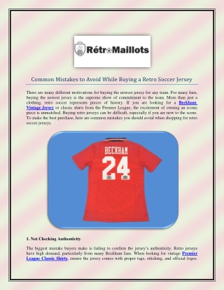 Common Mistakes to Avoid While Buying a Retro Soccer Jersey