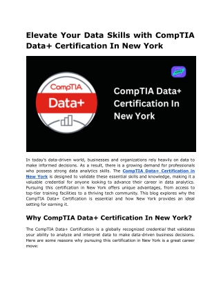 Elevate Your Data Skills with CompTIA Data  Certification In New York