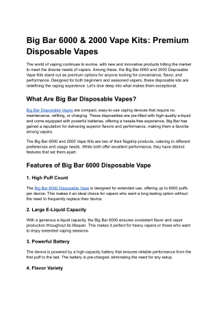 Big Bar 6000 & 2000 Vape Kits_ Premium Disposable Vapes