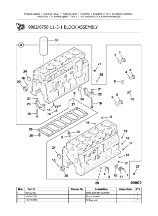 JCB 7170 PT FASTRAC Parts Catalogue Manual Instant Download (SN 01350005-01359999)