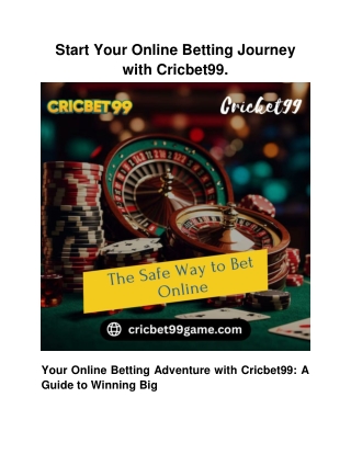 Start Your Online Betting Journey with Cricbet99
