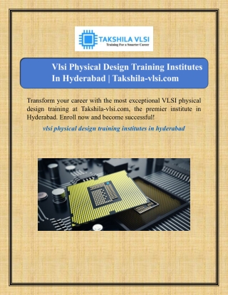 Vlsi Physical Design Training Institutes In Hyderabad | Takshila-vlsi.com