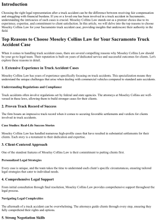 Top Reasons to Choose Moseley Collins Law for Your Sacramento Truck Accident Cas